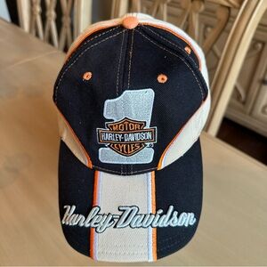 Harley-Davidson Black Cream Orange No 1 Cap Motorcycle Embroidered Adjustable OS